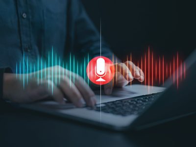 Icon recording sound on laptop virtual screen